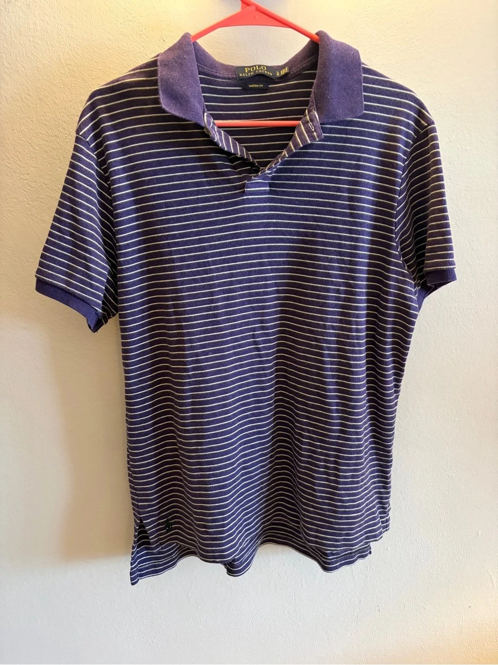 Ralph Lauren Purple and White Striped Polo Shirt